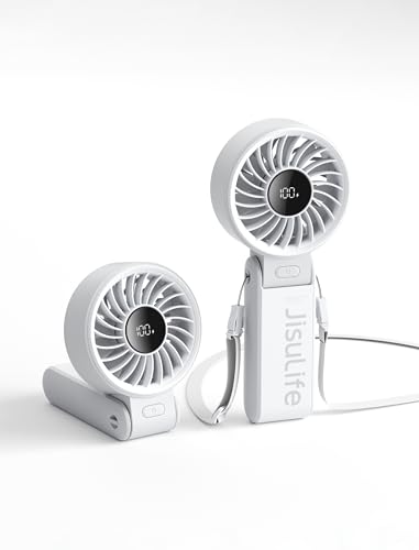 JISULIFE Life7 Handventilator, krachtige draagbare ventilator met led-display, maximaal 19,5 uur,...