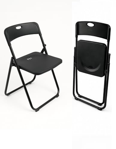 Jardin202 - Silla Plegable Metálica Monolith | 48 x 47 x 73 cm | Plástico Reforzado y Patas de Hierro con Refuerzo de Acero | Resistente | 1 Unidad (Negro)