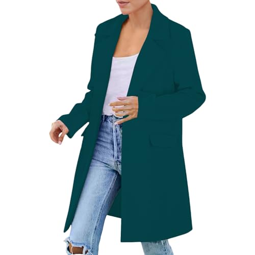 Women's Long Blazer Jackets Long Sleeve Lapel Pockets Loose Fit Work Casual Blazers Outerwear 2025 Spring Fall Jackets