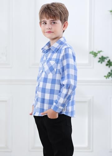 Image of Betusline Boy and Men Button Down Plaid Shirt