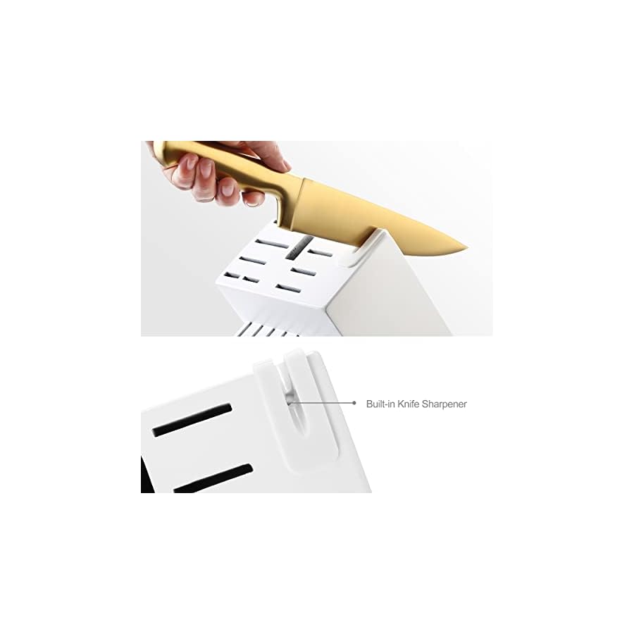 McCook-MC69G-Kitchen-Knife-Sets20-Pieces-Golden-Titanium-Knives-Block-Set-with-Built-in-Sharpener McCook® Kitchen Knife Sets, Golden Titanium Stainless Steel Knives Block Set with Built-in Sharpener