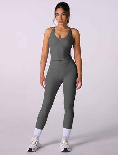 ABOCIW Womens Longline Sports Bras V Neck Criss Cross Back Gym Yoga Padded Workout Crop Tank Top with Built in Bra3