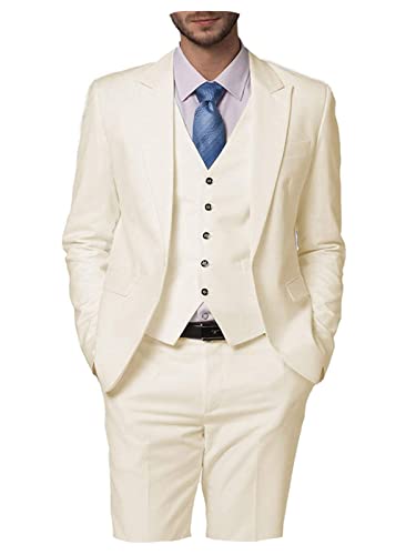 Men's 3 Pieces Suit Slim Fit Solid One Button Single Breasted Blazer Vest Pants Set