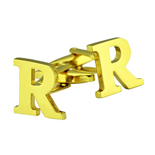 Daesar Mancuernillas para Hombre Set Dorado Inicial R miniatura 1