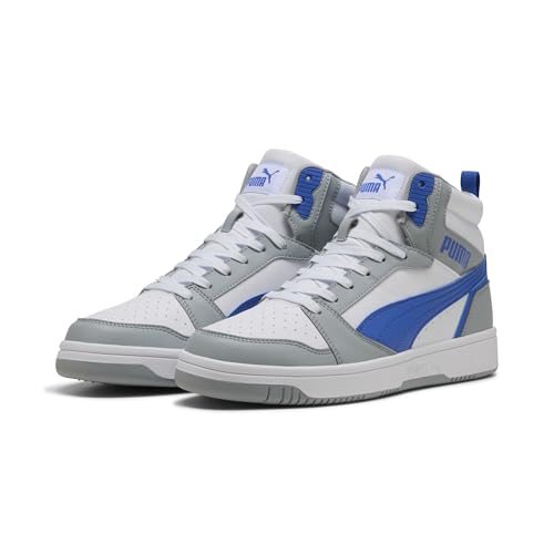 PUMA Rebound V6, Unisex Sneaker, COOL MID Gray-Vivid Blue-PUMA White,