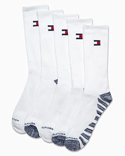 Tommy Hilfiger Mens Crew Socks - 5 Pack Performance Stretch Cushion Crew Sock - Athletic Socks for Men (Shoe Size: 7-12)4