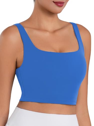 Image of Sunzel Square Neck Longline Sports Bra, Built-in Bra Crop Tank Top