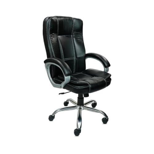 Image of activa Space High-Back Executive Office Chair| 3-Year Warranty| Adjustable Ergonomic Design, PU Leather (Black)
