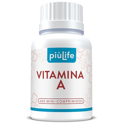 Vitamina A Pura 8000 UI PiùLife, 400 Comprimidos, 2400 µg De Vitamina A Retinol Por Dosis (2 Al Día), Vitaminas Para Los Ojos Y La Piel, Sistema Inmunológico, Antioxidante