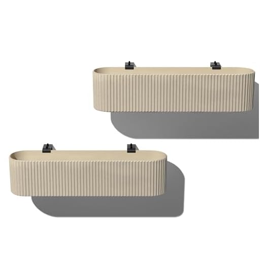 Veradek Demi Series Railing Planter - Hanging Planter Box for Windowsill/Balcony | Plastic-Stone Composite w/Railing Bracket | Modern Décor for Flowers