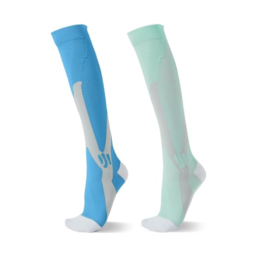 2 pairs of Calf Compression Socks for Women, Knee High Support Circulation Socks for Running, Travel, Flight, Nurse…