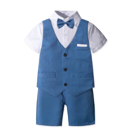 Image of Nwada Boys Suit Toddler Dress Clothes Shirt with Bow Tie, Dress Pants Sets Kids Gentleman Outfit suits