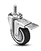 CasterHQ - 4" X 1.25" Black Polyurethane ON POLYOLEFIN Wheel - 1/2"-13x1" Threaded Stem - Total Locking Swivel Caster - 350 LBS Cap