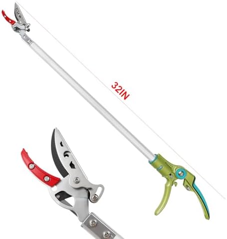 GARTOL Cut & Hold Long Reach Pole Pruner, 32 Inch Lightweight Tree Trimmer Long handle Pruner, Cuts up to 1/2 Inch, One-Hand Use Garden Pruning Shears for Branches Trimming, Fruit Picking - Thumbnail 2
