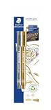 Staedtler Metallic Marker, Feutres à encre métallique pour loisirs créatifs et écriture stylisée, Encre pigmentée à base d'eau, Largeur de trait 1-2 mm, Étui blister avec 2 couleurs, 8323-S BK2, argent‚