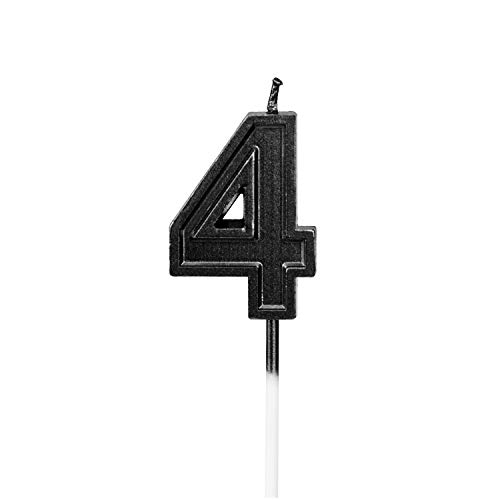 LUTER Black Glitter Happy Birthday Cake Candles Number Candles Number 4 Birthday Candle