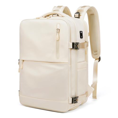 XINYASEE Séparation Sec Humide Valise, Randonnée Affaires Travail,Sea choice Sac à Dos de Voyage Cabine,Imperméable Sac à Dos Ordinateur Portable 15.6Pouces Homme Femme (Beige)