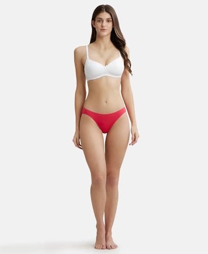 Image of Jockey FE23 Women's Wirefree Padded Super Combed Cotton Elastane Stretch Medium Coverage Multiway Styling T-Shirt Bra with Detachable Straps