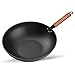 Threesome Wok Pfanne, Gusseisen-Wokpfanne Natürliche Antihaftschicht Geeignet Für Induktion, Gasgrill, Holzkohlegrillherd,32cm