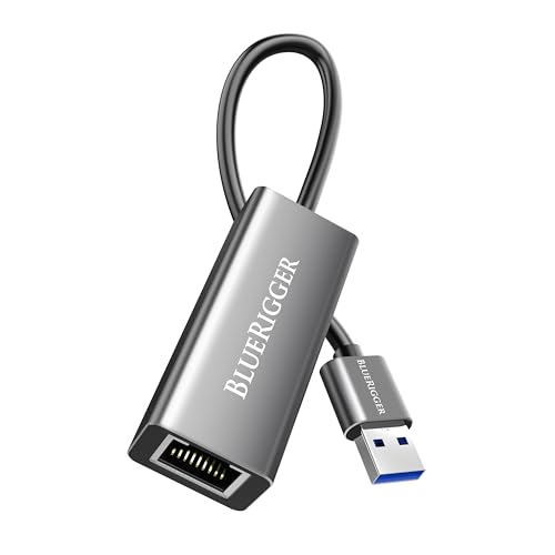 BlueRigger USB 3.0 to Ethernet Adapter (1000Mbps, Gigabit USB-A Ethernet Converter, RJ45 LAN Network Adapter) - Compatible with PC, Desktop, Laptop, Nintendo Switch Dock