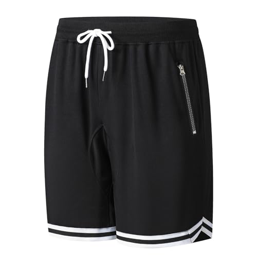 Men's Basketball Shorts.Breathable, Stretchy, Quick-Dry with Zipper Pocket