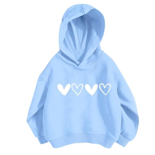Genérico 2026 Sudadera con Capucha y Estampado de Corazones para niñas. Suéter de Moda para niñas. Ideal para Actividades diarias Escolares y Deportivas. De 3 a 12 años. (Blue 8-9 Years)