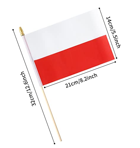 Ckexin 25Pack Small Poland Flag Mini Polish Handheld Stick Flags 5x8 Inch