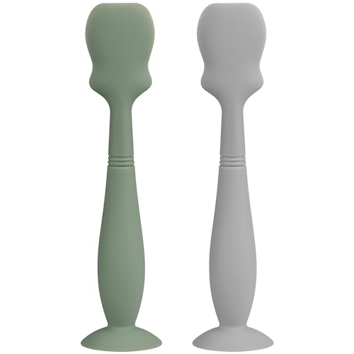 Image of Large Size Baby Diaper Cream Spatula Applicator Soft Silicone Baby Butt Paste Spatula (2Pack,Sage/Gray)