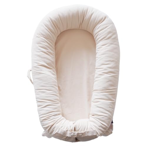 Image of Deluxe Infant Lounger, Baby Nest Cover for Baby Girls & Boys, Newborn Essentials for Baby 0-12 Months, 100% Cotton(CreamyWhite)