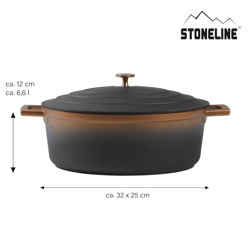 STONELINE Cocotte Bräter Induktion mit Deckel 32 cm, 6,6 L, Topf Antihaft Beschichtung mit echten Steinpartikeln… – Ansicht 4