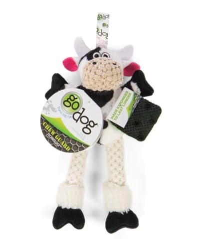 Image of goDog Checkers Skinny Horse Squeaky Plush Dog Toy, Chew Guard Technology - Brown, Large