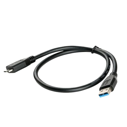 Torveen USB 3.0 A to Micro B Cable for External Hard Drives - High-Speed Data Transfer & Durable Design (0.5m, Black)