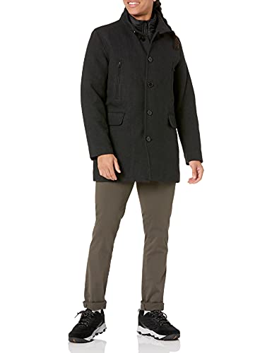Cole Haan Men's Wool Twill Topper Coat with Water Resistant Bib