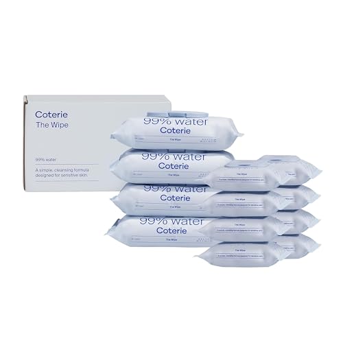 Coterie Baby Wipes for Sensitive Skin Plant-Based and Plastic-Free Fibers 99% Water Hypoallergenic pH Balanced Unscented Clean and Gentle Baby Essentials 4 Standard Packs & 8 Travel Size Packs