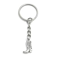 FizzyButton Gifts Cowboy Boot Keyring Key Ring with Silver Tone Charm and Silver Tone Keychain
