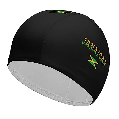 Jamaican Flag Adult Swim Caps Waterproof Bathing Cap Comfy Swimming Hat for Long and Short Hair