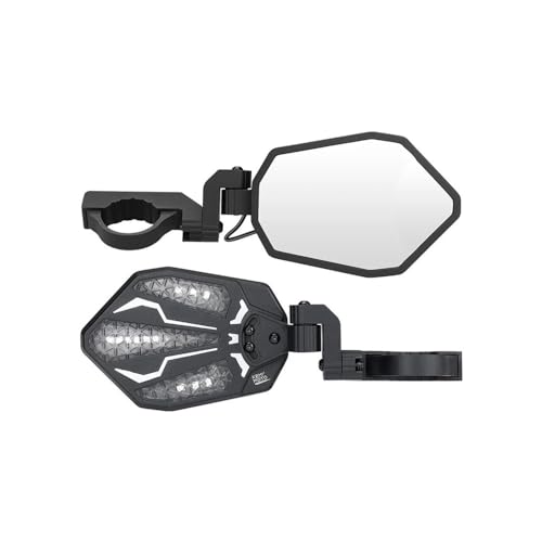 Rétroviseurs UTV CNC grand angle avec éclairage LED RVB pour arceau de 1,6 à 2 pouces