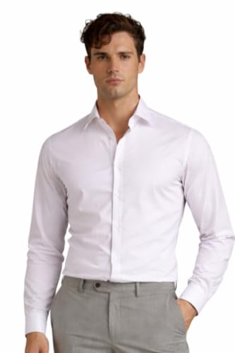 Image of Louis Philippe Men's Slim Fit Bamboo Blend Sustainable Stretch Young Formal Shirt