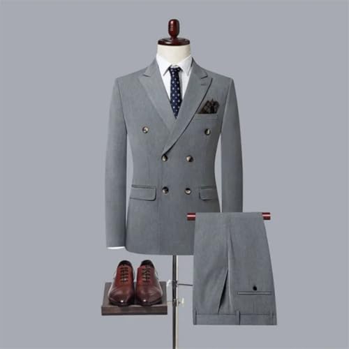 Men's Casual Business Suit 2 Piece Set Solid Color Blazer and Pants Wedding Formal Attire Comfortable Fit3