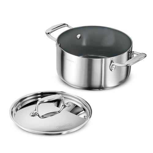 Image of Tramontina Fusao Healthy Triply Ceramic 20cm / 3.1L Casserole EX+ with SS 304 Lid | Stock Pot | Biryani Pot | Induction Friendly | Stay Cool Handle I 10 Year Warranty