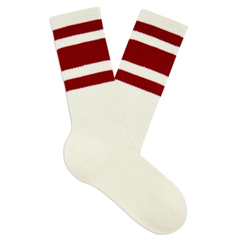 Image of Zando Novelty Striped Retro Vintage Casual Crew Socks for Women - Cotton Sporty Calf Socks