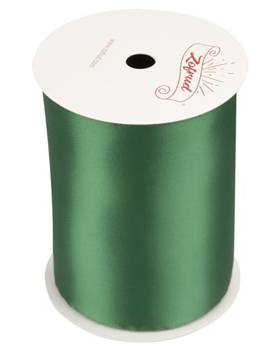 Zofrud Forest Green Satin Ribbon 100mm x 9 Meters - Large Ribbon Ideal for Bows Gift Wrapping, Flower Bouquet, and Crafts - Image 2
