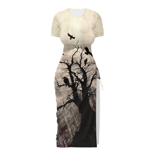 Image of Short Sleeve Dress for Women,Sexy Bodycon Dress,Plus Size Slit Dress,String Design s-4xl