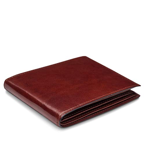 Bosca Men's Leather Wallet - RFID Security Lining - 8 Card Slots - Divided Currency Well - Full Grain Italian Leather with Glossy Finish - Dark Brown3