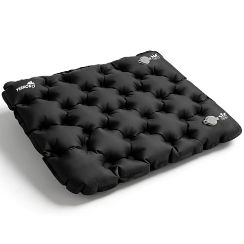 YEEKORO Inflatable Seat Cushion, Lightweight Camping Air Sitting Pad with Repair Cloths, Waterproof...