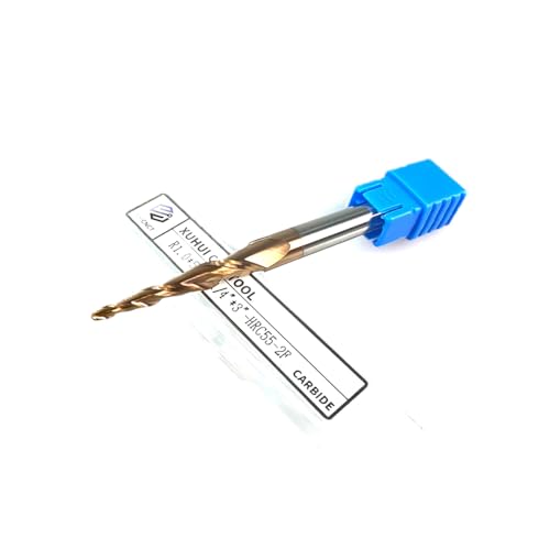HRC55 2Flutes Tungsten Solid Carbide Tapered Ball Nose Carving End Mill 1/4" Shank 2D 3D Woodworking Tool CNC Router Bits CNC end Mill (1pc, Radius=1.0mm)