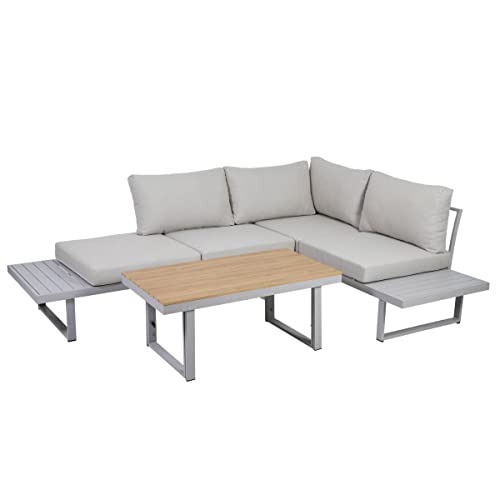 Greemotion Lounge-Set Aruba aus Aluminium für 4 Personen, 3-teilig, Grau...