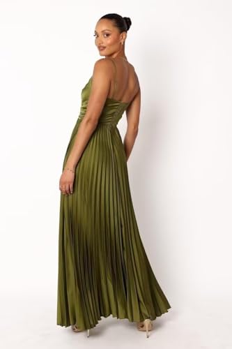 V Neck Pleated Satin Bridesmaid Dresses Spaghetti Straps Long Prom Dresses for Women A Line Evening Formal Gown3