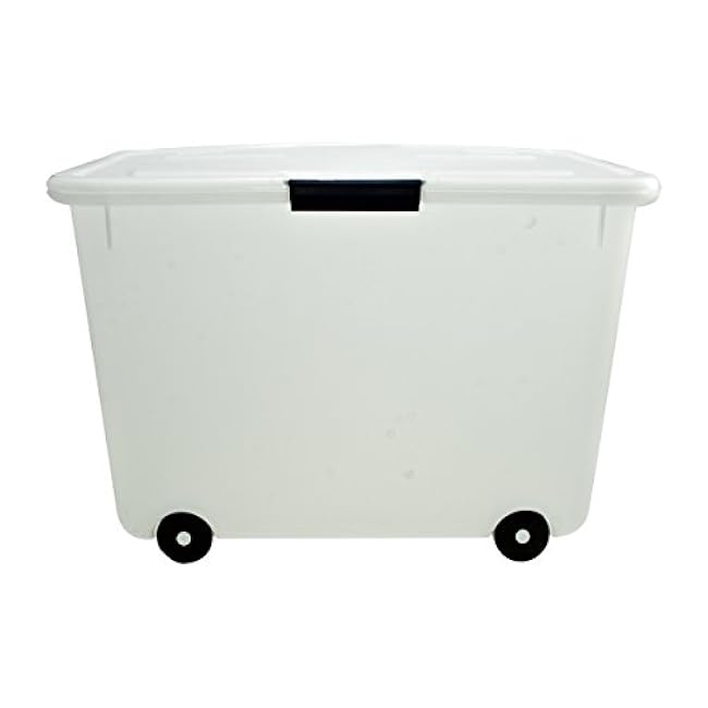 Advantus Rolling Storage Box with Snap Lid, Plastic Storage Bin, Christmas Storage Containers with wheels, Rolling Storage Tote, 15 Gallon, Clear