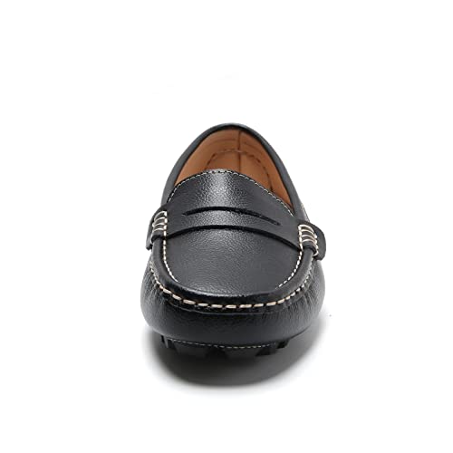 Qznonmer Women Penny Loafer Casual Handmade Leather Moccasins Ladies Girls Dressy Shoes Comfort Slip-On Flats For Driving #TOP2